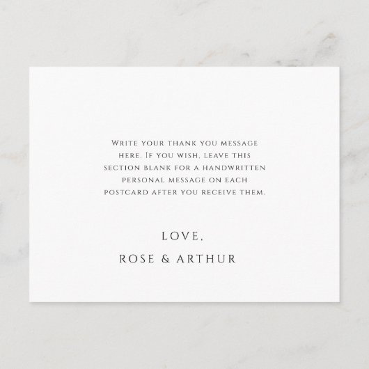 Minimalistisch scriptweddenschap Dank u Briefkaart (Achterkant)