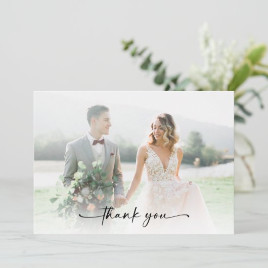 Minimalistisch scriptweduwschap bedankkaart (Staand voorkant)