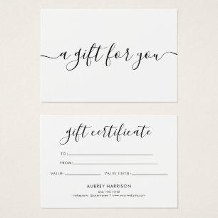 Minimalistisch scriptwitcadeaucertificaat visitekaartje