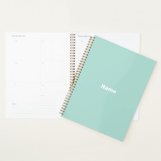 Minimalistisch seafoam mint groen aangepaste tekst planner (Display)