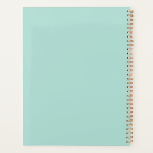 Minimalistisch seafoam mint groen aangepaste tekst planner (Achterkant)