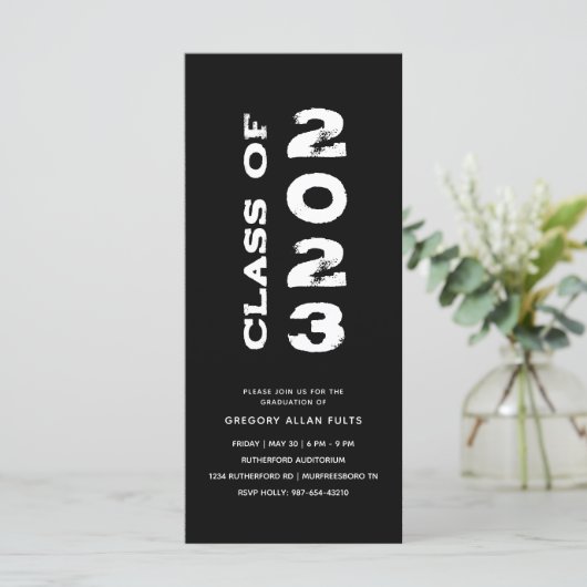 Minimalistisch Senior Afstuderen 2023 Black White (Staand voorkant)