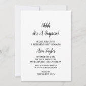 Minimalistisch shhh het is een verrassingsfeestje kaart (Voorkant)