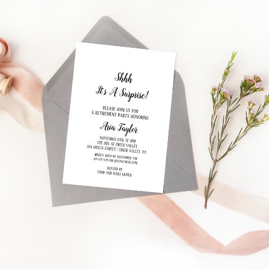 Minimalistisch shhh het is een verrassingsfeestje kaart