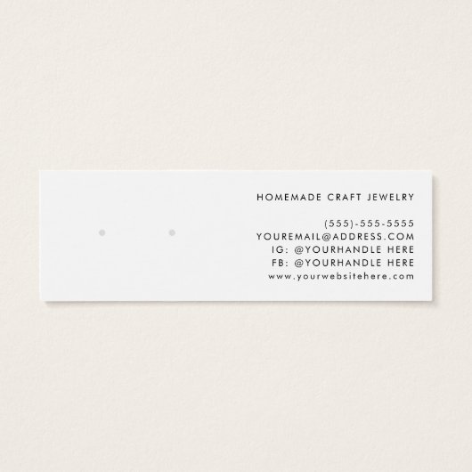 Minimalistisch Sienna Brown White Logo Earring Dis Mini Visitekaartjes (Achterkant)