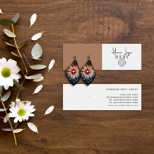 Minimalistisch Sienna Brown White Logo Earring Dis Mini Visitekaartjes