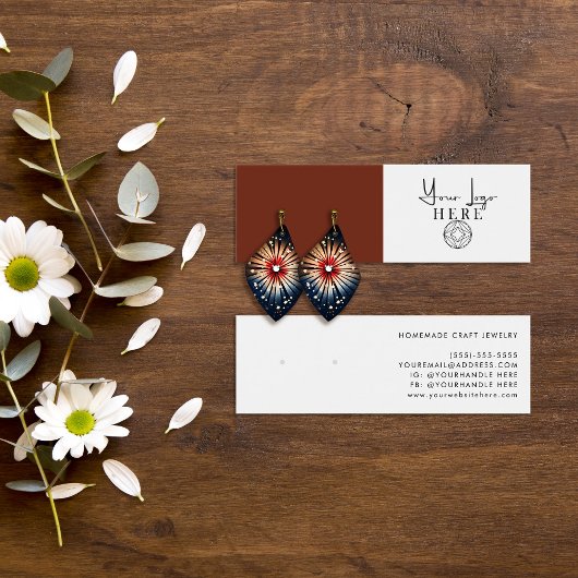 Minimalistisch Sienna Brown White Logo Earring Dis Mini Visitekaartjes