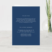 Minimalistisch sierlijk script Navy Blue Wedding Programma (Achterkant)