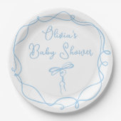 Minimalistisch sierlijke boog hand getekend golven papieren bordje (Voorkant)