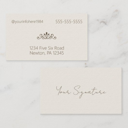 Minimalistisch Signature Eggshell Visitekaartje (Voorkant / Achterkant)