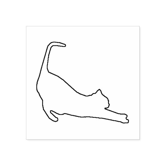 Minimalistisch silhouet van de Stretching Cat Art  Rubberstempel (Afrduk)