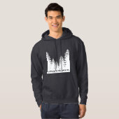 Minimalistisch silhouet van de witte en zwarte den hoodie (Voorkant volledig)
