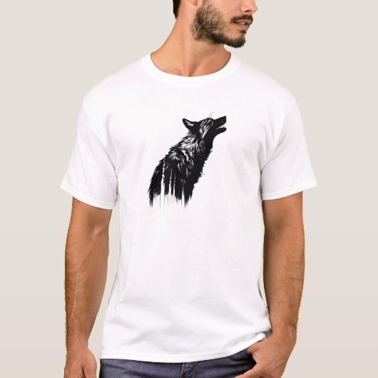 Minimalistisch silhouet van de wolf t-shirt (Voorkant)