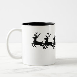 Minimalistisch silhouet van Santa Sleigh Tweekleurige Koffiemok