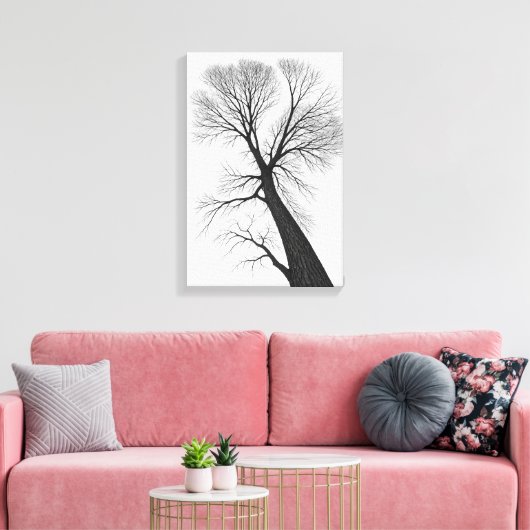 Minimalistisch silhouet van zwarte bomen canvas afdruk (Insitu (Woonkamer))