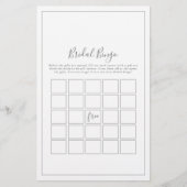 Minimalistisch Silver Bridal Bingo Game Flyer (Voorkant)