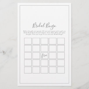 Minimalistisch Silver Bridal Bingo Game Flyer