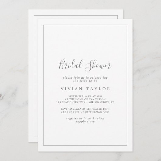 Minimalistisch Silver Calligraphy Vrijgezellenfees Kaart (Voorkant / Achterkant)