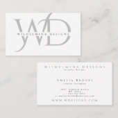 Minimalistisch Silver Dubbel Monogram Elegant Whit Visitekaartje (Voorkant / Achterkant)
