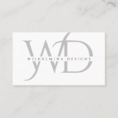 Minimalistisch Silver Dubbel Monogram Elegant Whit Visitekaartje (Voorkant)