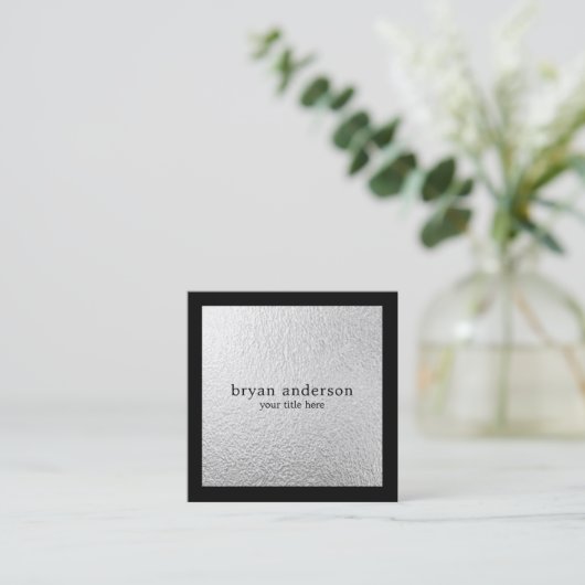Minimalistisch Silver Foil Square Visitekaartje (Staand voorkant)