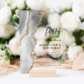 Minimalistisch Silver Gold Agate Geode 40e verjaar Acryl Uitnodigingen