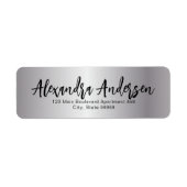 Minimalistisch Silver Metallic Trendy Script Label (Voorkant)