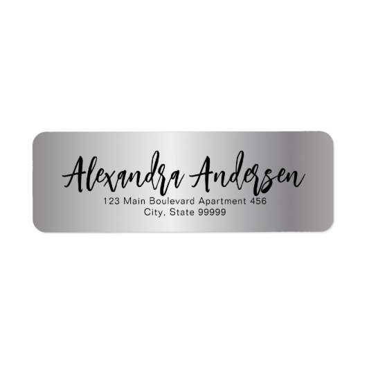 Minimalistisch Silver Metallic Trendy Script Label (Voorkant)