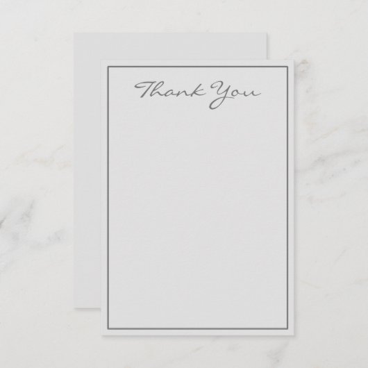 Minimalistisch Silver Script Hartelijk dank voor u Bedankkaart (Voorkant / Achterkant)