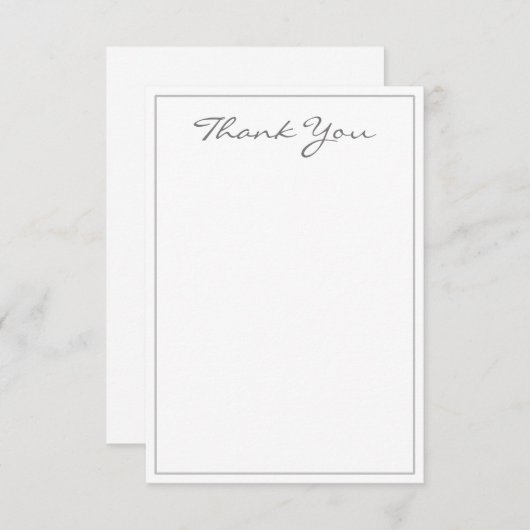 Minimalistisch Silver Script Hartelijk dank voor u Bedankkaart (Voorkant / Achterkant)