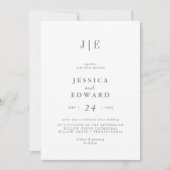 Minimalistisch Silver Script Photo Monogram Wedden Kaart (Voorkant)