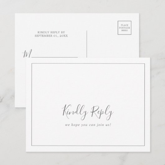 Minimalistisch Silver Song Request RSVP Briefkaart (Voorkant / Achterkant)