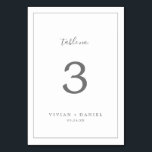 Minimalistisch Silver Table Number Kaart<br><div class="desc">Dit minimalistische zilveren tafelnummer is perfect voor een eenvoudige bruiloft. Het moderne romantische ontwerp biedt klassieke zilvergrijze en witte typografie in combinatie met een robuuste, maar elegante kalligrafie met stijl met handschrift. in elke kleur. Houd het ontwerp eenvoudig en elegant, zoals het is, of personaliseer het door uw eigen grafiek...</div>