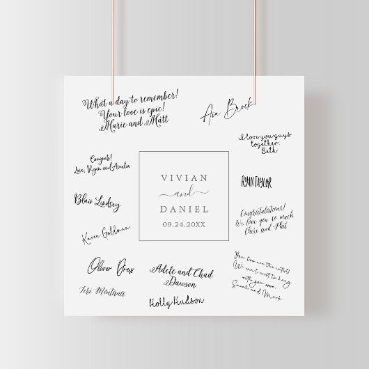 Minimalistisch Silver Wedding Guest Signing Poster