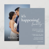 Minimalistisch simpel mosterd blauw fotohuwelijk kaart (Voorkant / Achterkant)