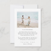 Minimalistisch simpele bruiloft foto Hartelijk dan Bedankkaart (Achterkant)