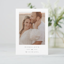 Minimalistisch simpele bruiloft foto Hartelijk dan Bedankkaart