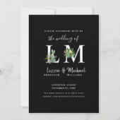 Minimalistisch simpele cactus Black Monogram bruil Kaart (Voorkant)