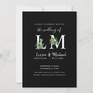 Minimalistisch simpele cactus Black Monogram bruil Kaart