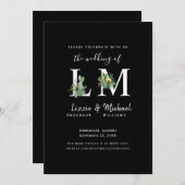 Minimalistisch simpele cactus Black Monogram bruil Kaart (Voorkant / Achterkant)