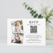 Minimalistisch Simple 2 Photo Wedding QR RSVP Kaart (Staand voorkant)