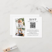 Minimalistisch Simple 2 Photo Wedding QR RSVP Kaart (Voorkant / Achterkant in situ)