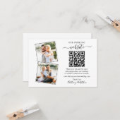 Minimalistisch Simple 2 Photo Wedding Website QR Kaart (Voorkant / Achterkant in situ)