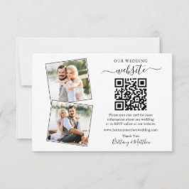 Minimalistisch Simple 2 Photo Wedding Website QR Kaart