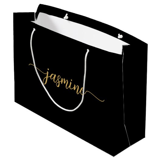 Minimalistisch Simple Black Gold Monogram Girly Sc Groot Cadeauzakje (Achterkant Gekanteld)