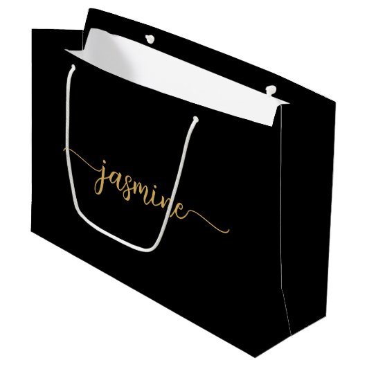 Minimalistisch Simple Black Gold Monogram Girly Sc Groot Cadeauzakje (Voorkant Gekanteld)