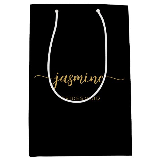 Minimalistisch Simple Black Gold Monogram Girly Sc Medium Cadeauzakje (Voorkant)