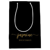 Minimalistisch Simple Black Gold Monogram Girly Sc Medium Cadeauzakje (Voorkant)