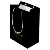 Minimalistisch Simple Black Gold Monogram Girly Sc Medium Cadeauzakje (Achterkant Gekanteld)