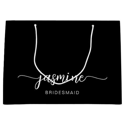 Minimalistisch Simple Black Monogram Girly Script Groot Cadeauzakje (Voorkant)